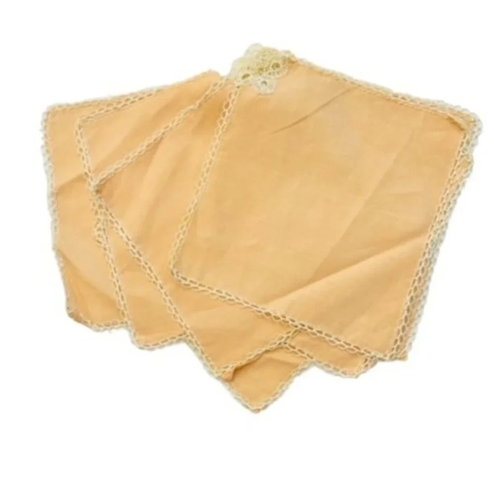 Crochet Lace Napkin‎ Set 8 Pieces Soft Peach Vintage Cottagecore FARMHOUSE Boho
